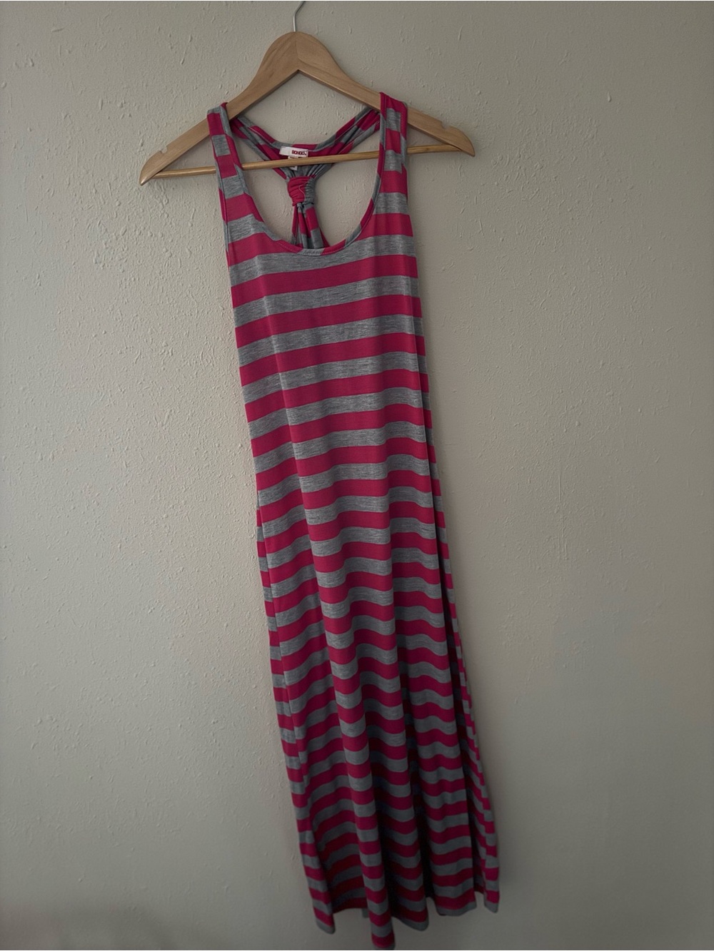 BONGO Hot Pink & Gray Striped Racerback Maxi
